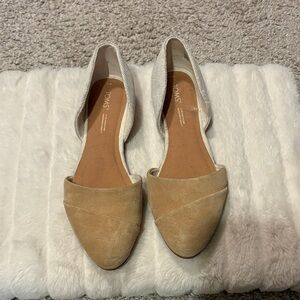 TOMS Two-Tone D'Orsay Flats in Tan and Cream